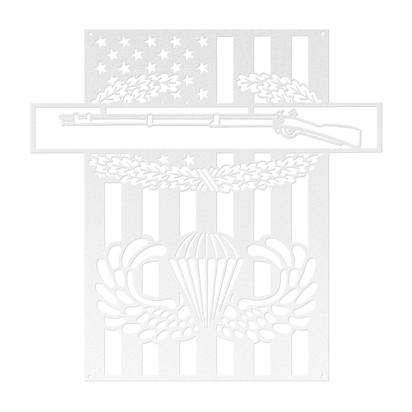 Combat Infantryman Badge & Jump Wings Metal Wall Art | American Flag Tribute - MAIKERU STUDIO