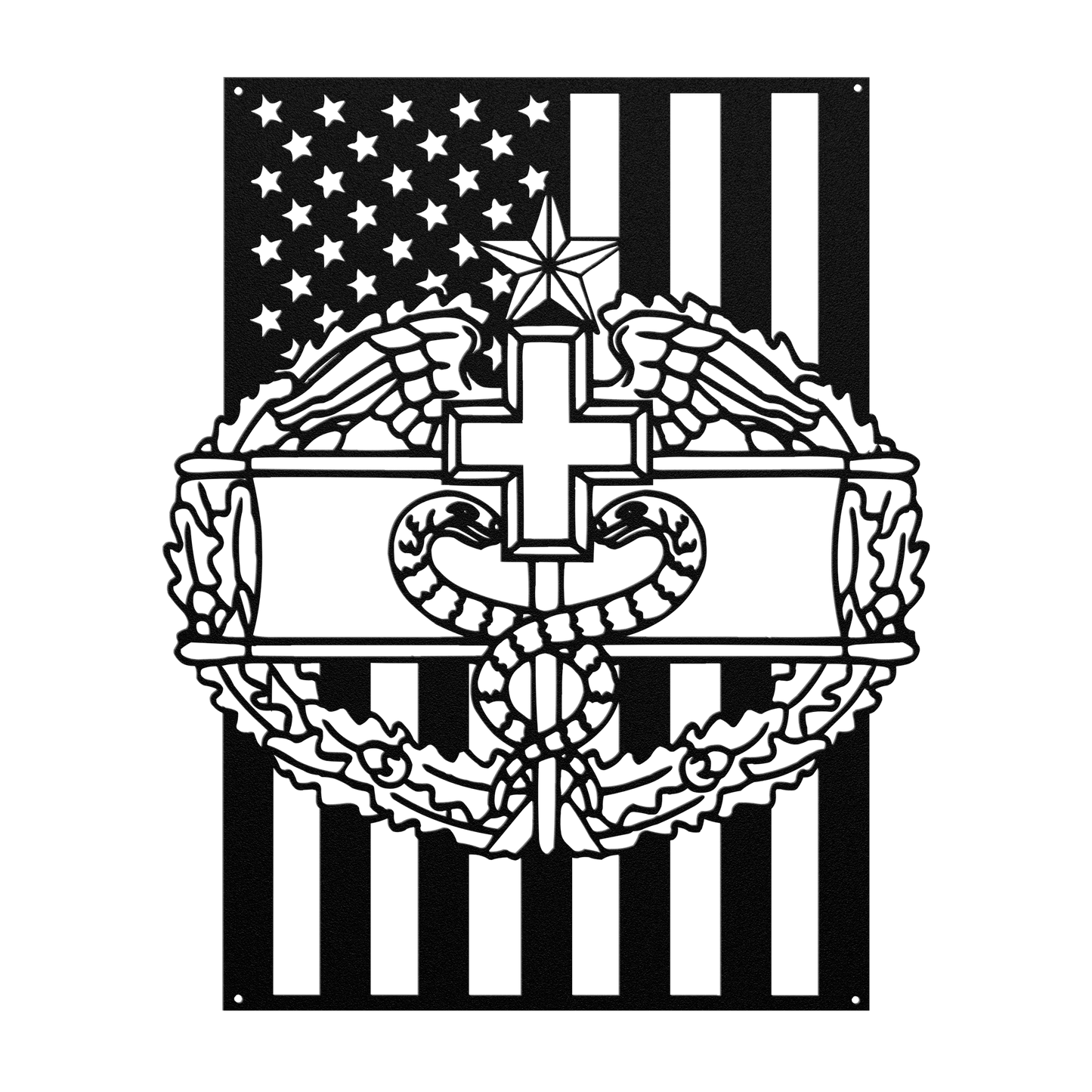 Combat Medical Badge 1 Star | American Flag Tribute - MAIKERU STUDIO