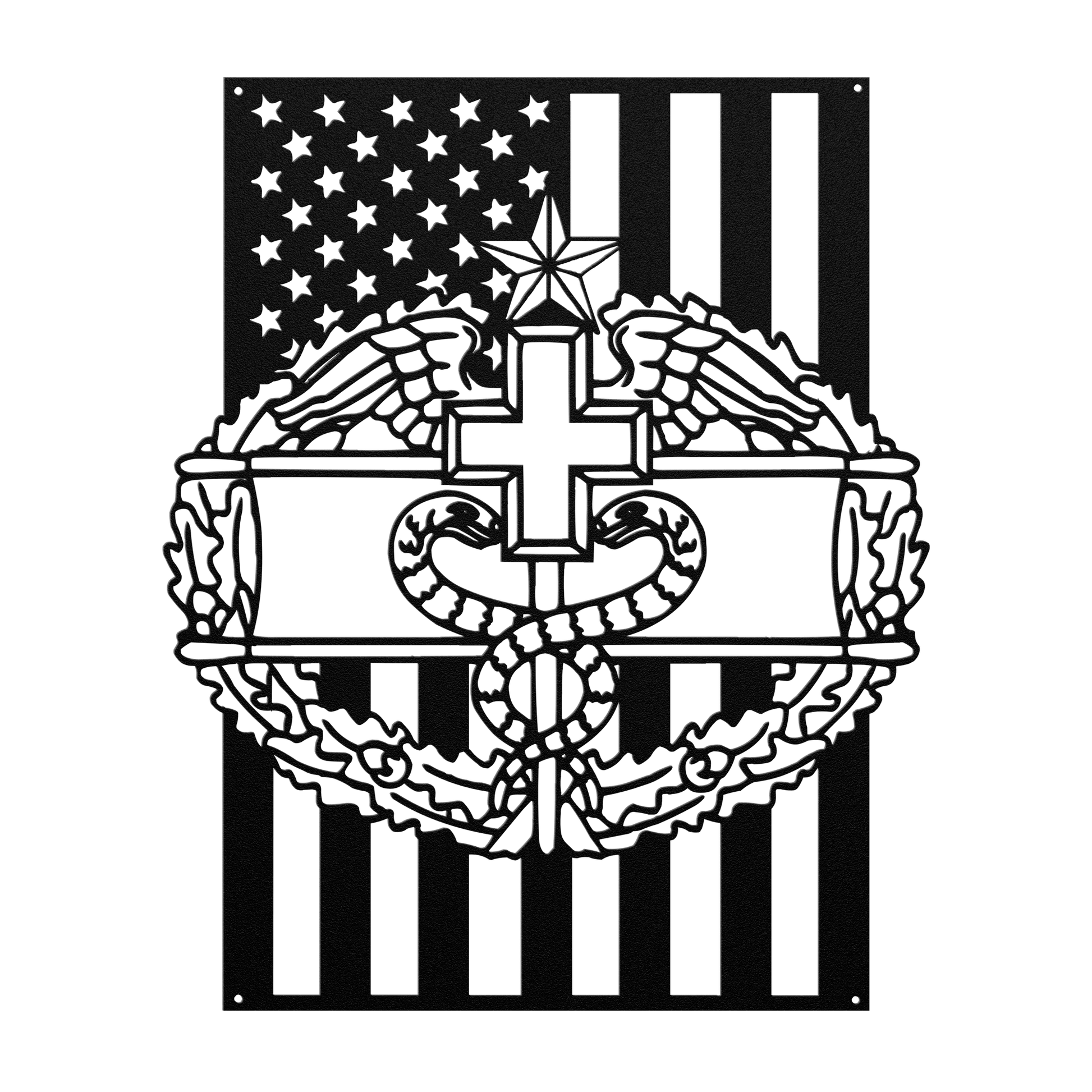 Combat Medical Badge 1 Star | American Flag Tribute - MAIKERU STUDIO