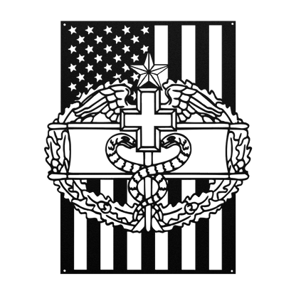 Combat Medical Badge 1 Star | American Flag Tribute - MAIKERU STUDIO