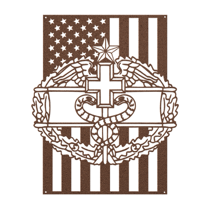 Combat Medical Badge 1 Star | American Flag Tribute - MAIKERU STUDIO