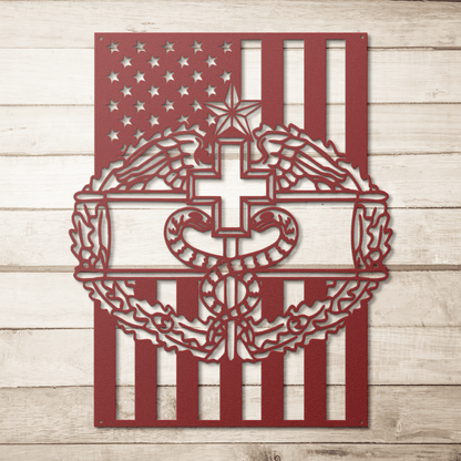 Combat Medical Badge 1 Star | American Flag Tribute - MAIKERU STUDIO
