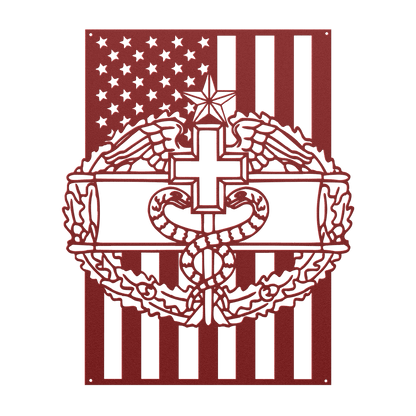 Combat Medical Badge 1 Star | American Flag Tribute - MAIKERU STUDIO