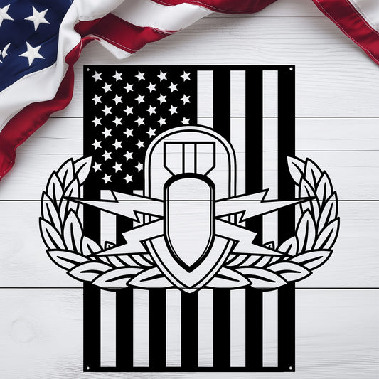 EOD Badge | American Flag Tribute Wall Art - MAIKERU STUDIO