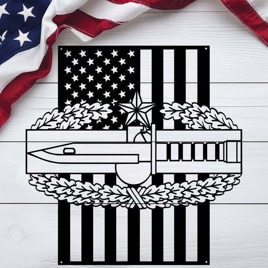 Combat Action Badge 1 Star | American Flag Tribute - MAIKERU STUDIO
