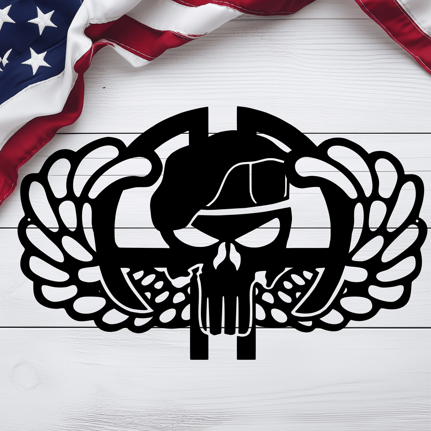 82nd Skull & Wings Metal Wall Art | Airborne Tribute - MAIKERU STUDIO