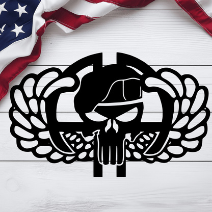 82nd Skull & Wings Metal Wall Art | Airborne Tribute - MAIKERU STUDIO