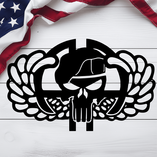 82nd Skull & Wings Metal Wall Art | Airborne Tribute - MAIKERU STUDIO