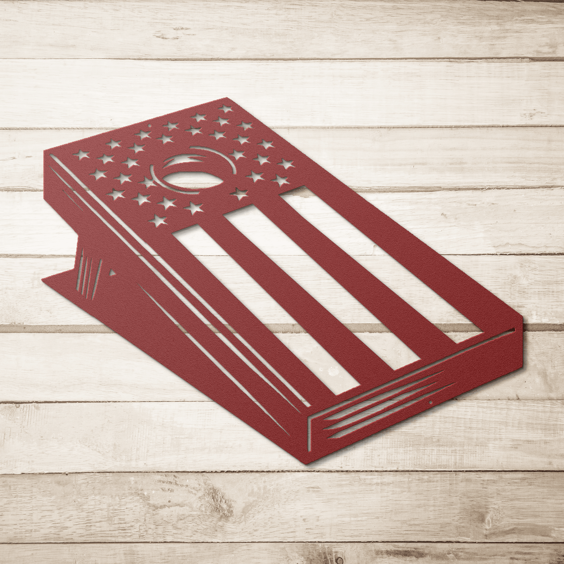 Cornhole Board With American Flag Metal Wall Art - MAIKERU STUDIO