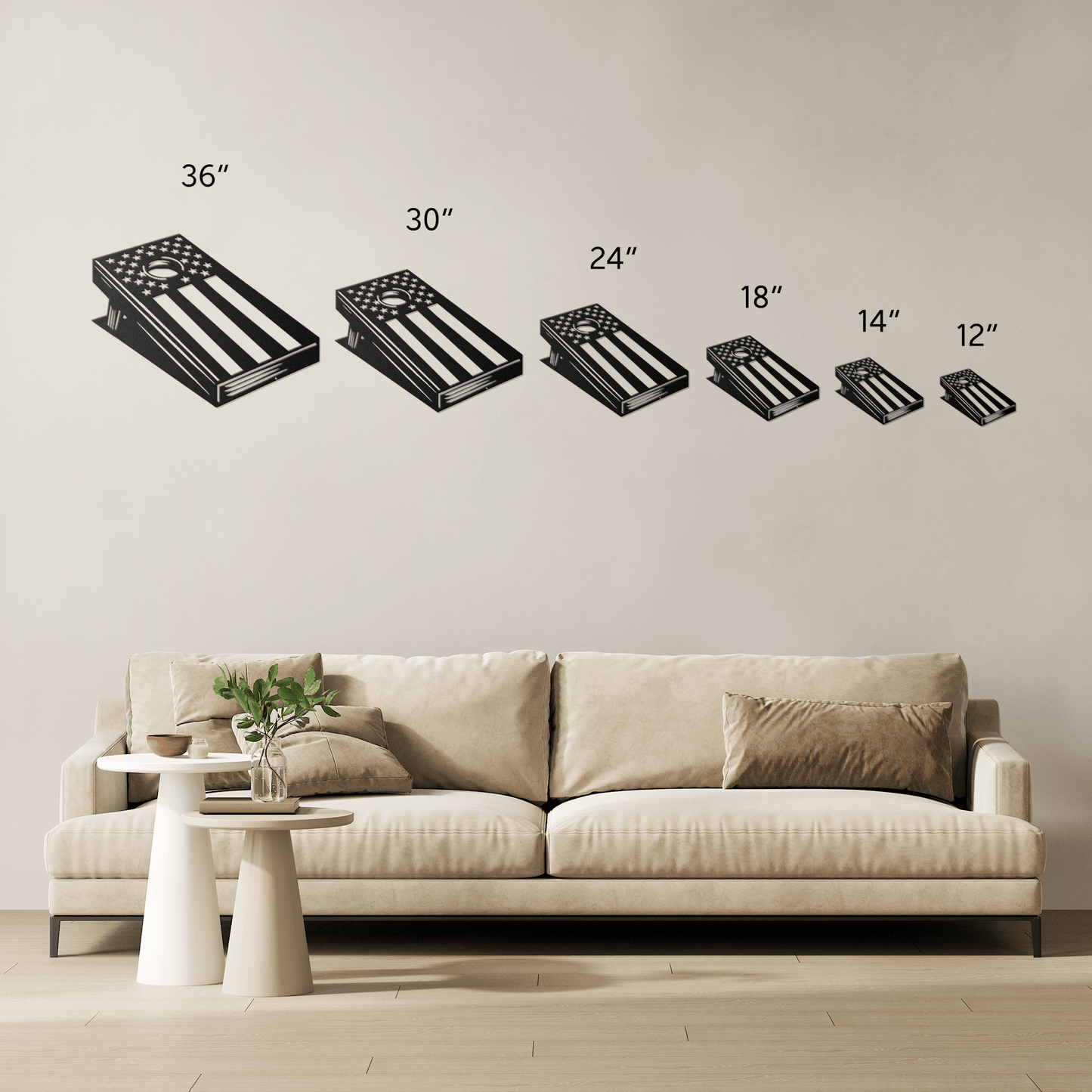 Cornhole Board With American Flag Metal Wall Art - MAIKERU STUDIO