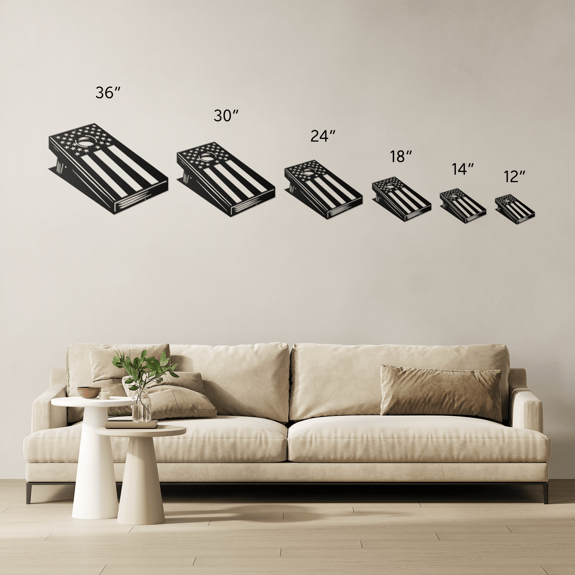 Cornhole Board With American Flag Metal Wall Art - MAIKERU STUDIO