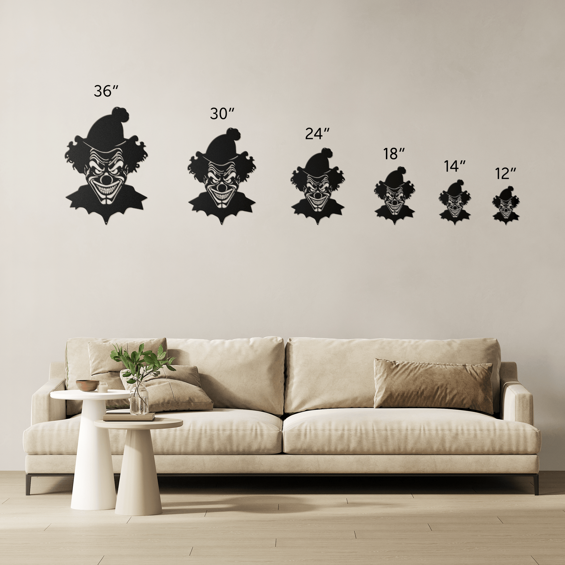 Creepy Clown Metal Wall Art - Scary Halloween Decoration - MAIKERU STUDIO