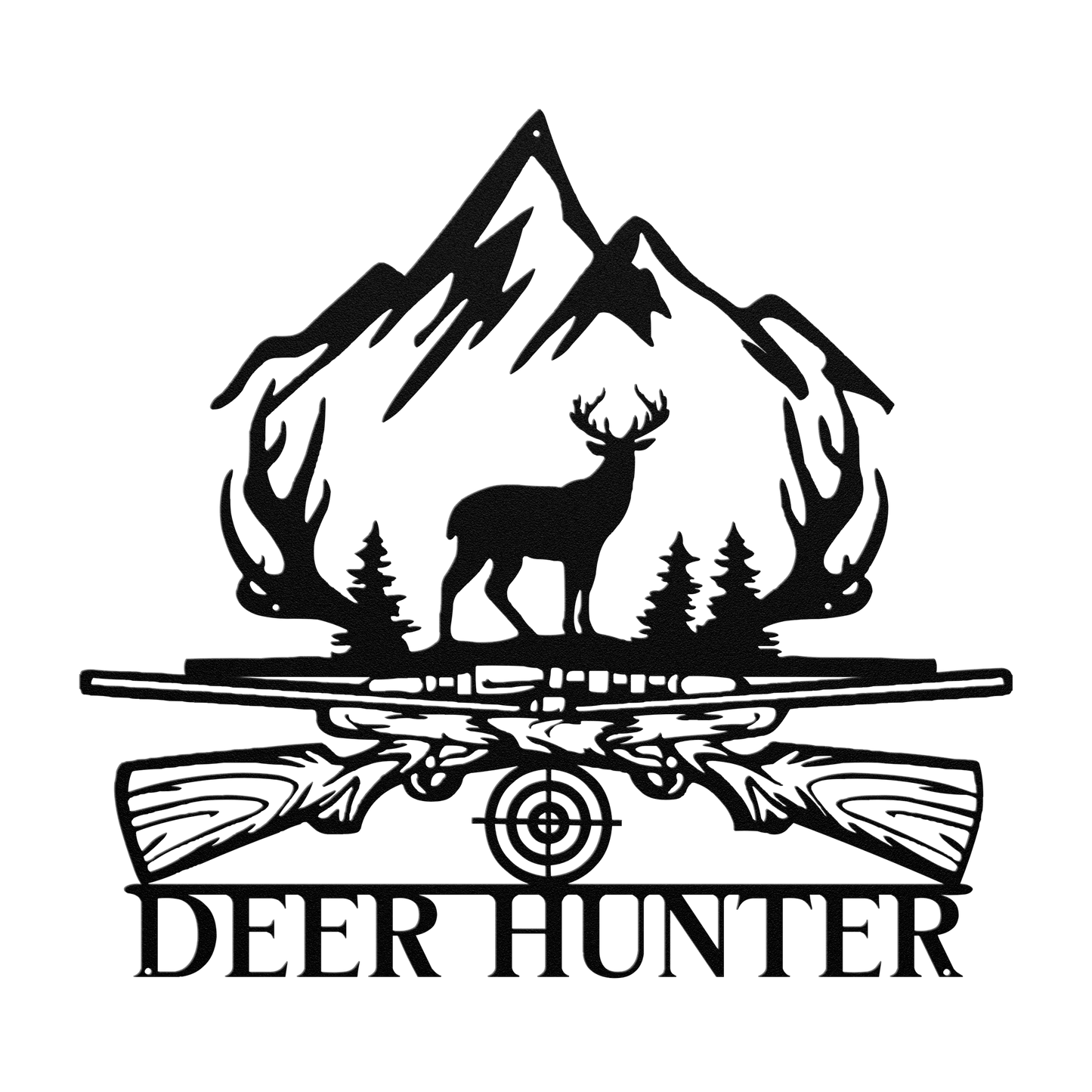 Deer Hunter Sign Metal Wall Art - MAIKERU STUDIO