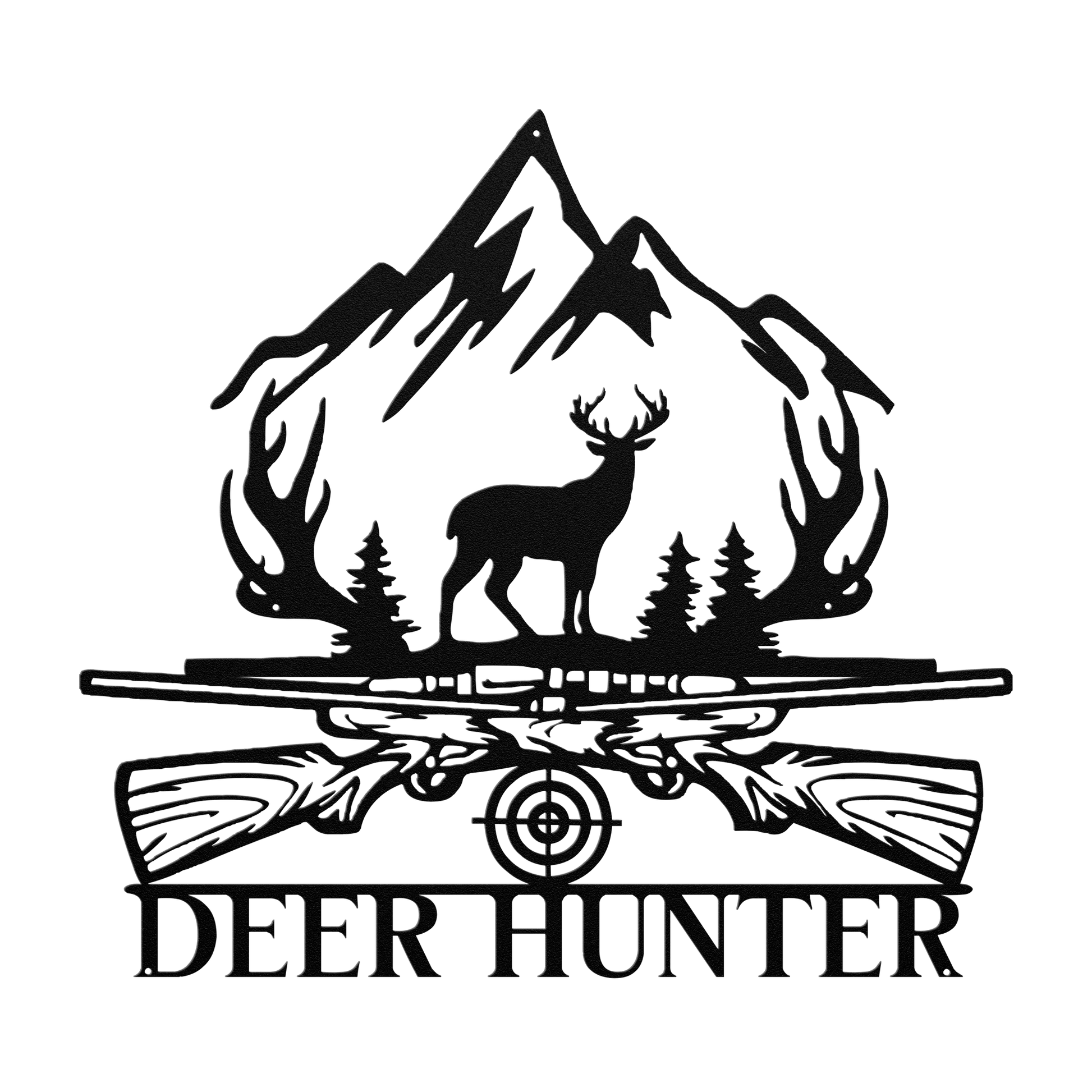 Deer Hunter Sign Metal Wall Art - MAIKERU STUDIO