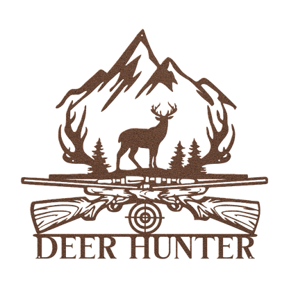 Deer Hunter Sign Metal Wall Art - MAIKERU STUDIO