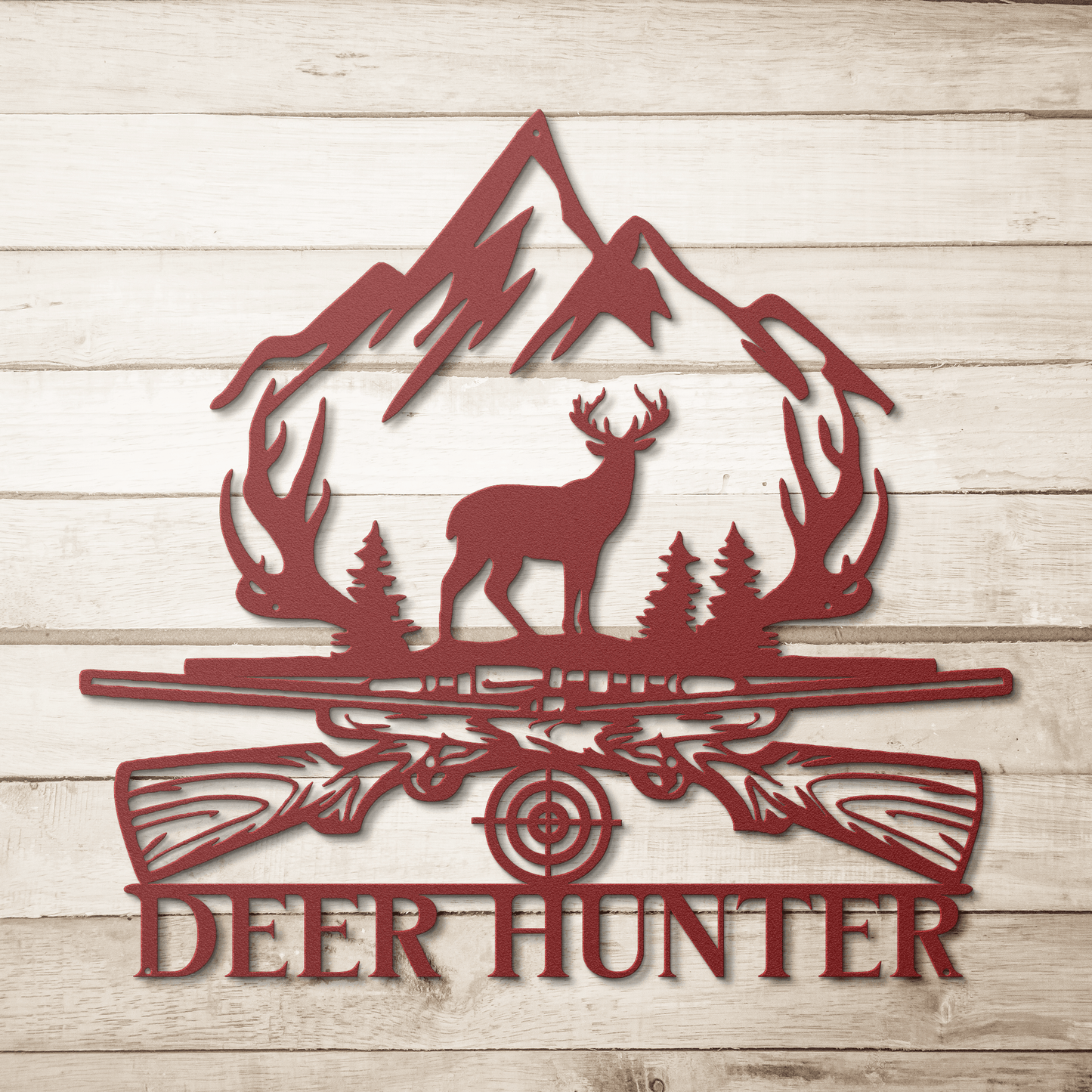Deer Hunter Sign Metal Wall Art - MAIKERU STUDIO