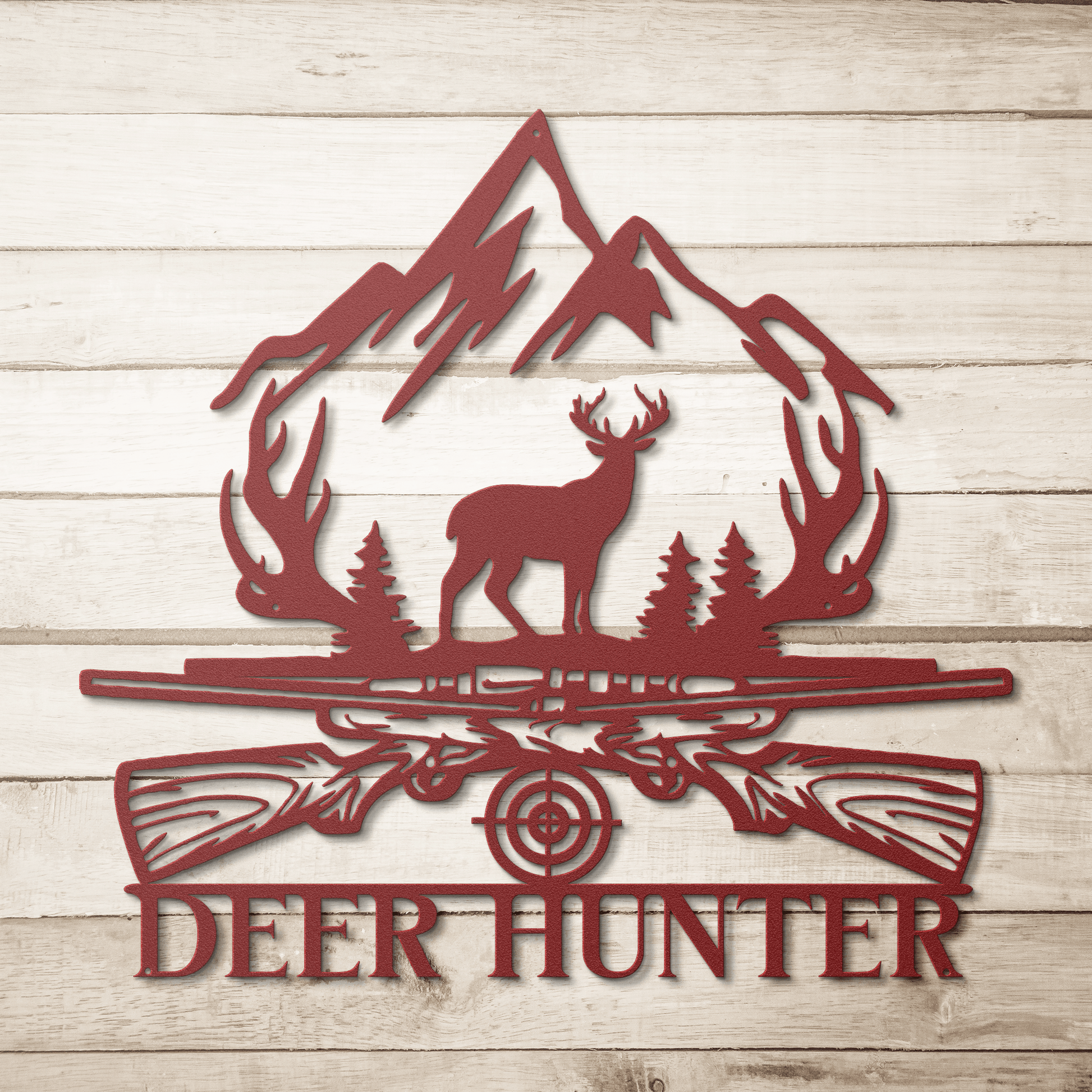 Deer Hunter Sign Metal Wall Art - MAIKERU STUDIO