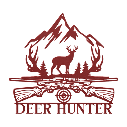 Deer Hunter Sign Metal Wall Art - MAIKERU STUDIO