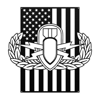 EOD Badge | American Flag Tribute Wall Art - MAIKERU STUDIO