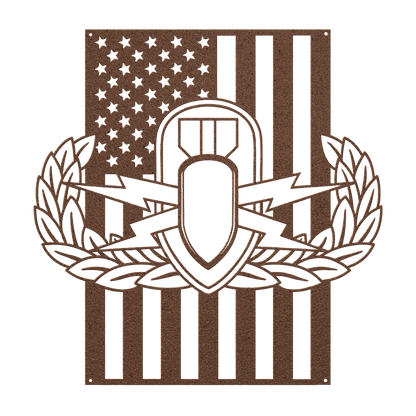 EOD Badge | American Flag Tribute Wall Art - MAIKERU STUDIO