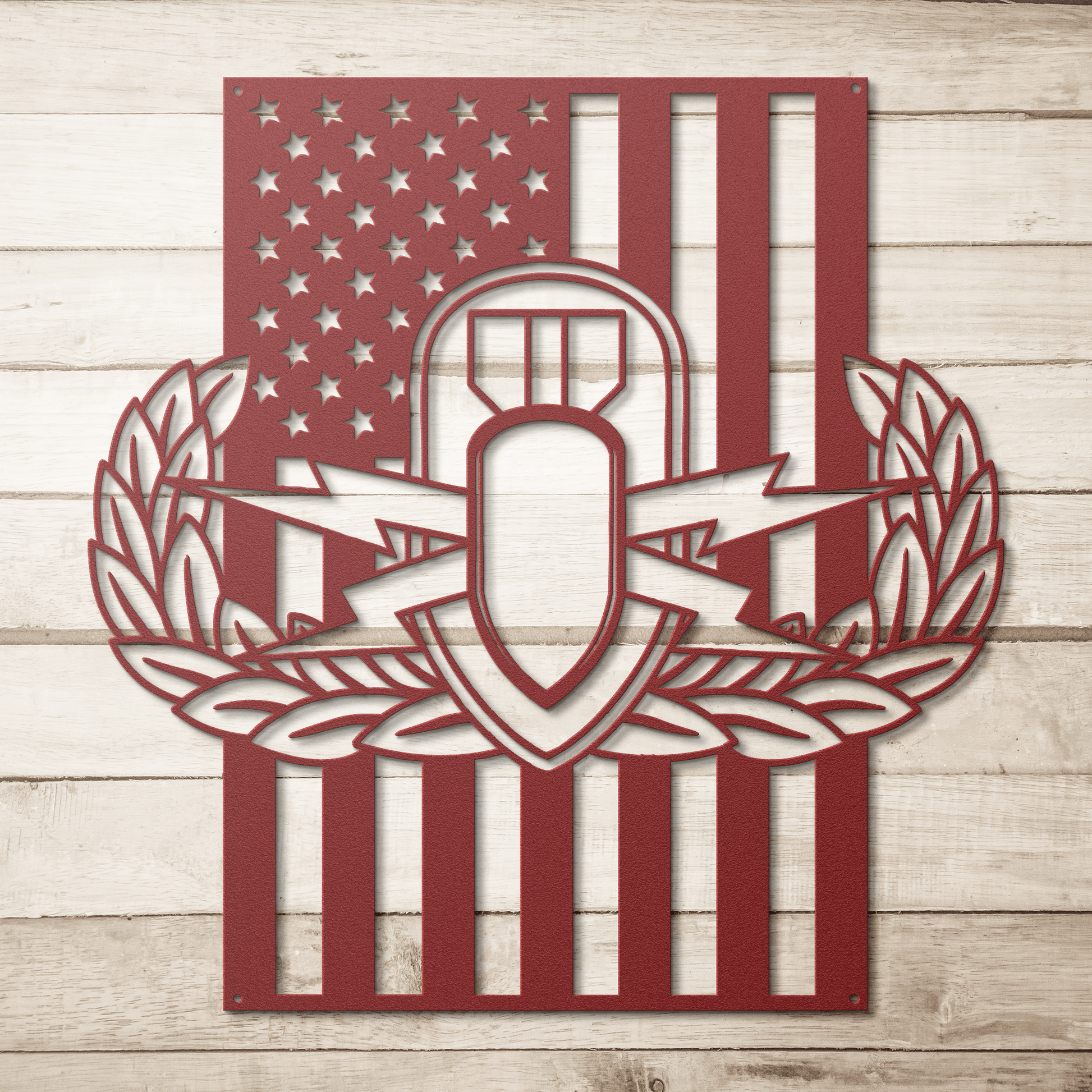 EOD Badge | American Flag Tribute Wall Art - MAIKERU STUDIO