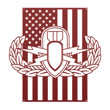 EOD Badge | American Flag Tribute Wall Art - MAIKERU STUDIO