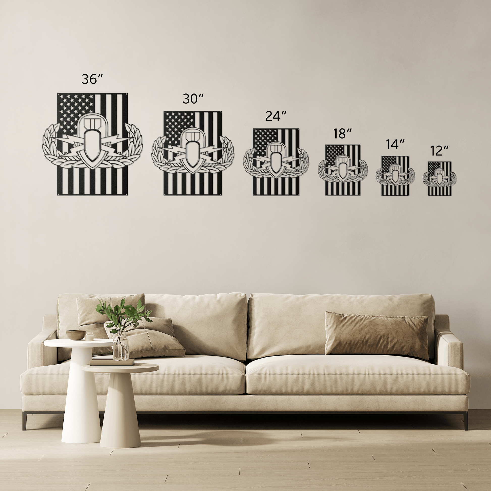 EOD Badge | American Flag Tribute Wall Art - MAIKERU STUDIO