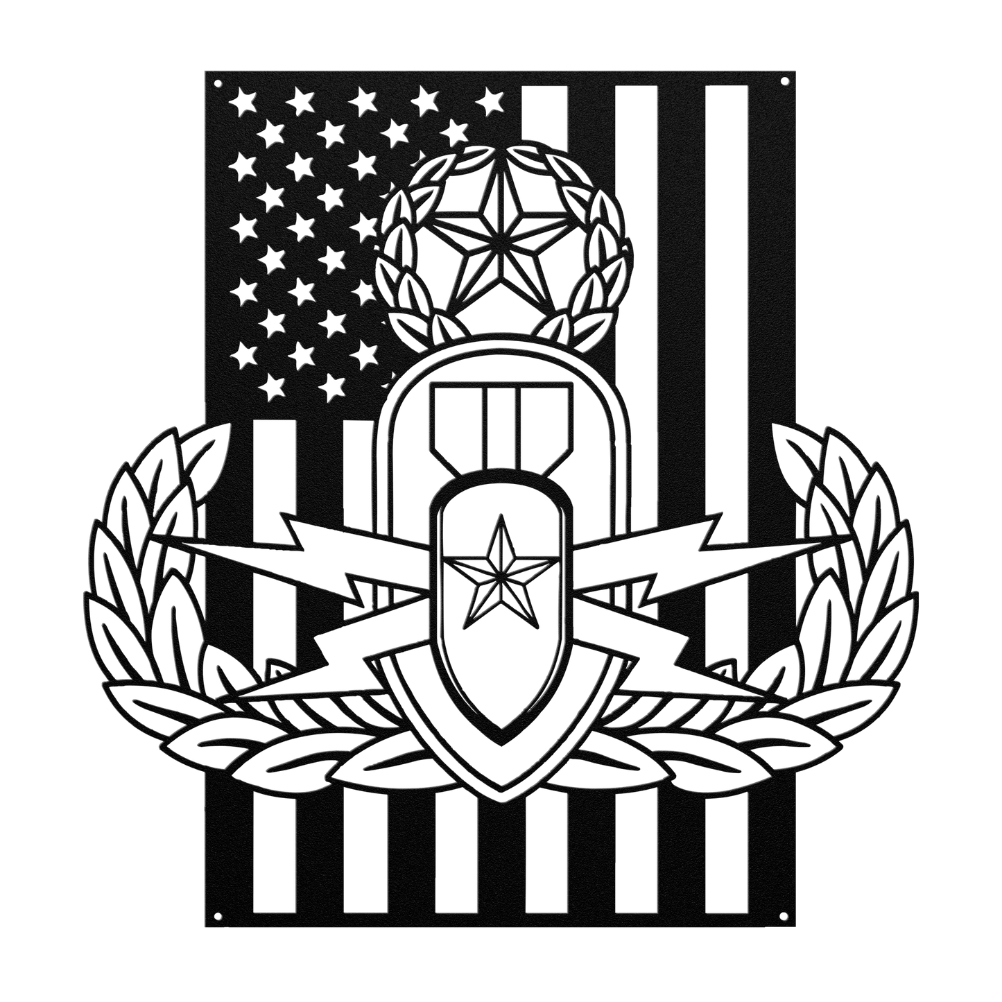 EOD Master Badge | American Flag Tribute Wall Art - MAIKERU STUDIO