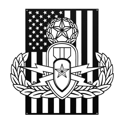 EOD Master Badge | American Flag Tribute Wall Art - MAIKERU STUDIO