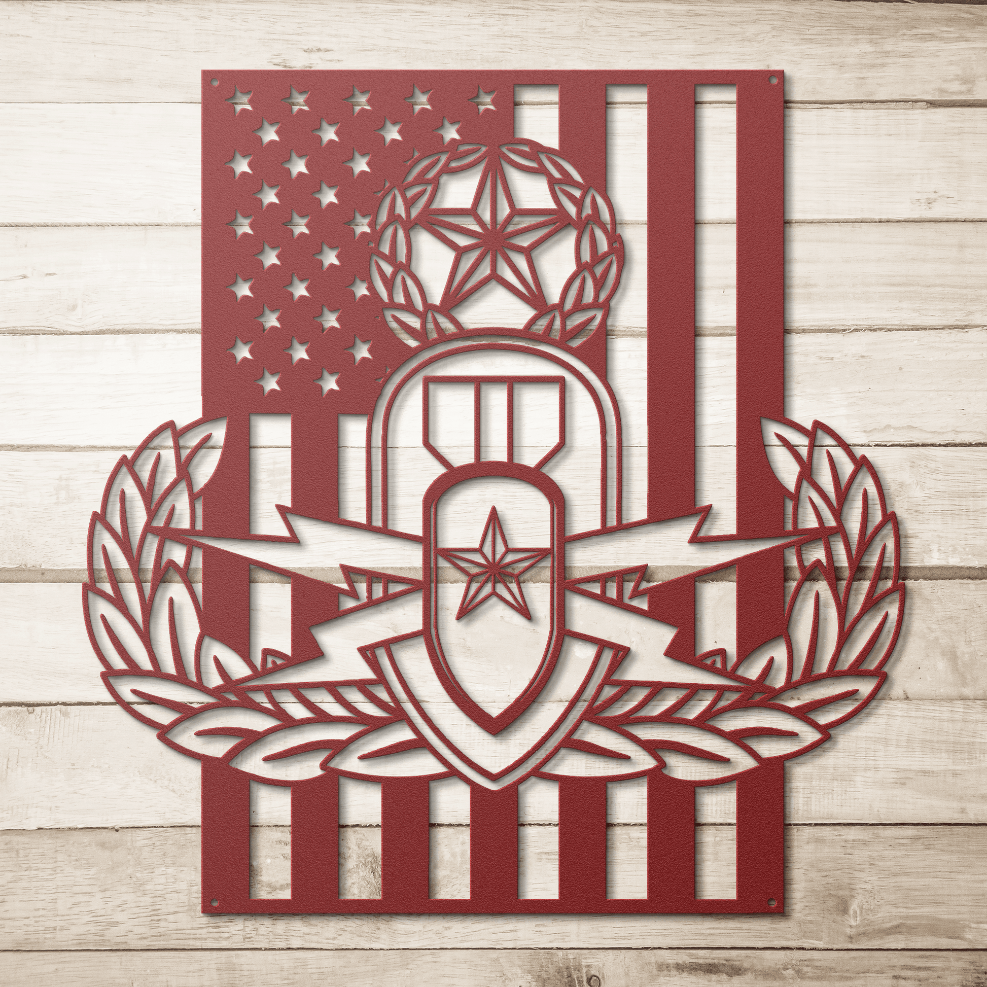 EOD Master Badge | American Flag Tribute Wall Art - MAIKERU STUDIO