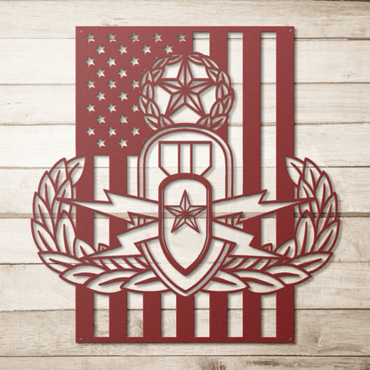 EOD Master Badge | American Flag Tribute Wall Art - MAIKERU STUDIO