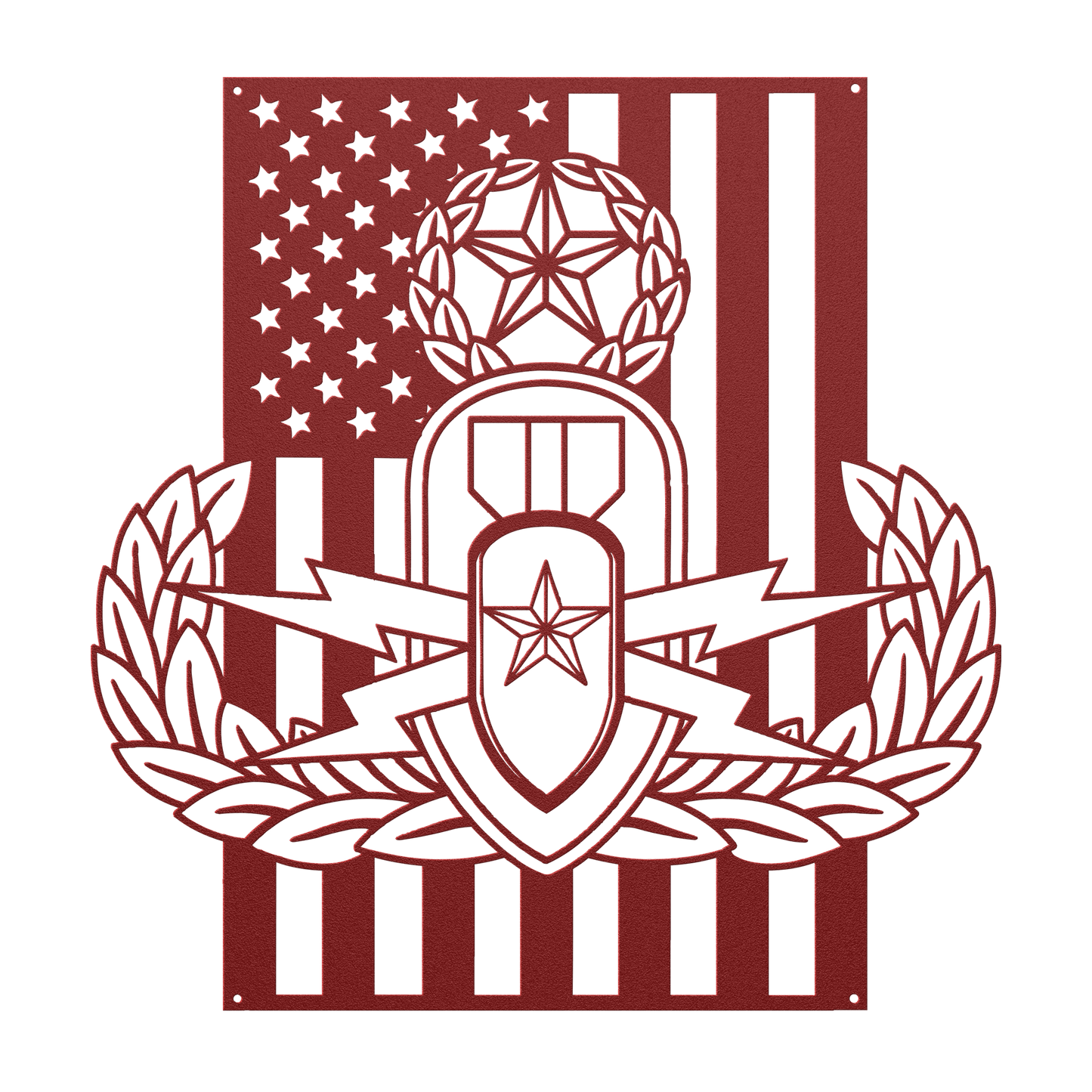 EOD Master Badge | American Flag Tribute Wall Art - MAIKERU STUDIO