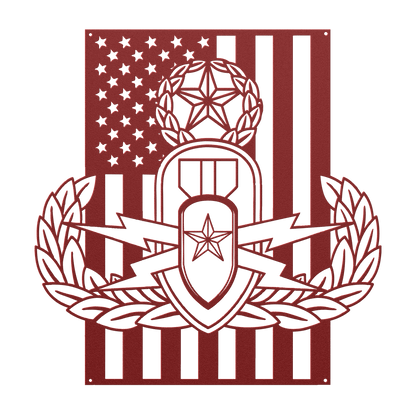 EOD Master Badge | American Flag Tribute Wall Art - MAIKERU STUDIO