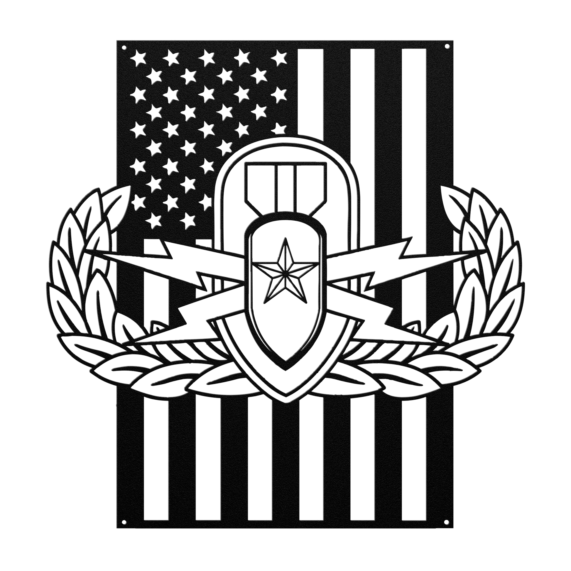 EOD Senior Badge | American Flag Tribute Wall Art - MAIKERU STUDIO