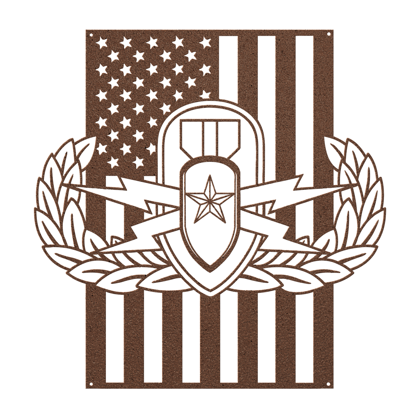 EOD Senior Badge | American Flag Tribute Wall Art - MAIKERU STUDIO