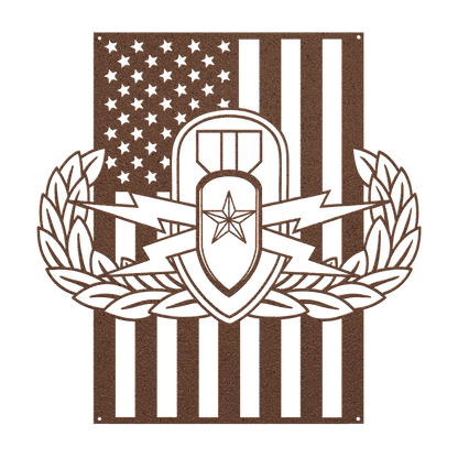 EOD Senior Badge | American Flag Tribute Wall Art - MAIKERU STUDIO