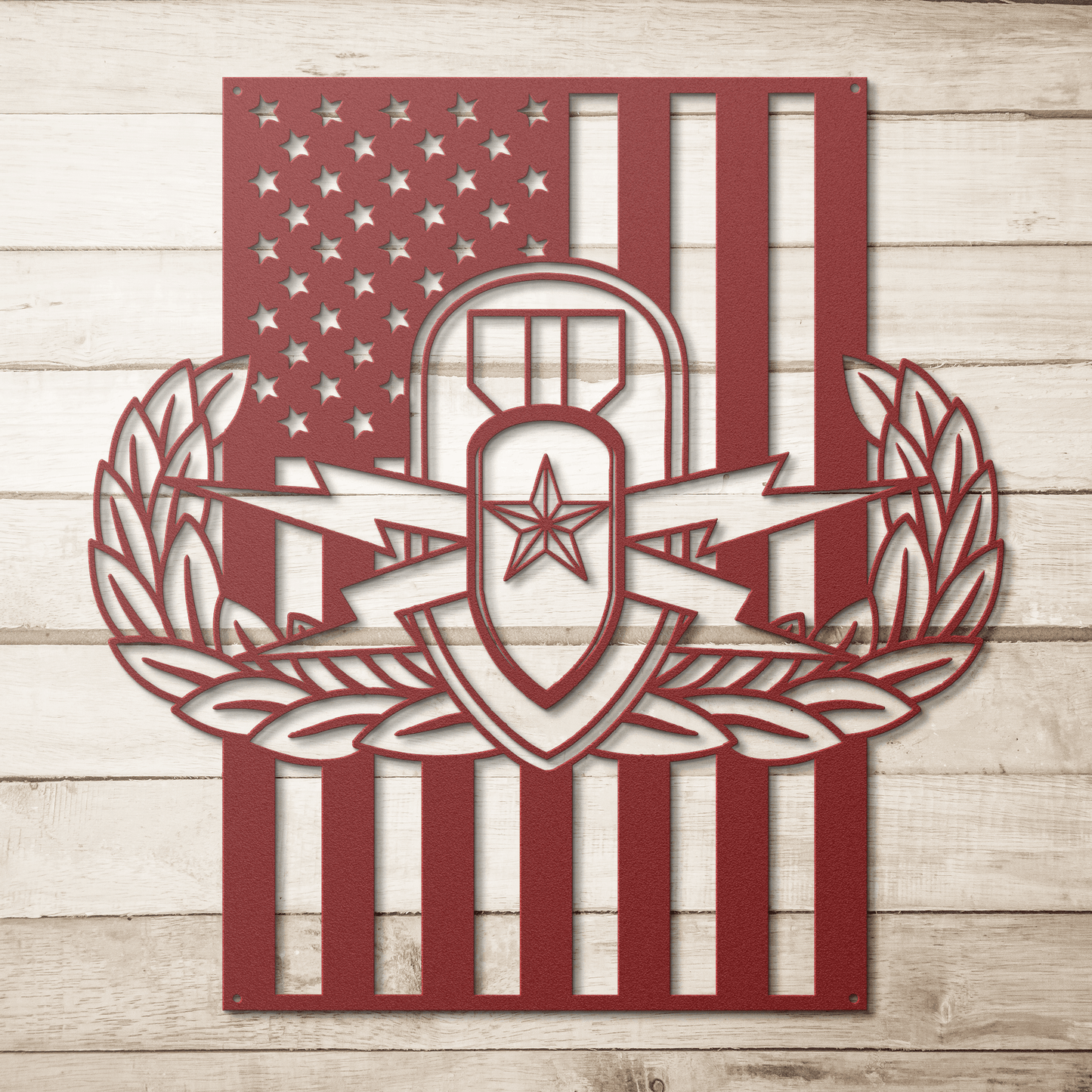 EOD Senior Badge | American Flag Tribute Wall Art - MAIKERU STUDIO