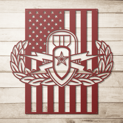 EOD Senior Badge | American Flag Tribute Wall Art - MAIKERU STUDIO
