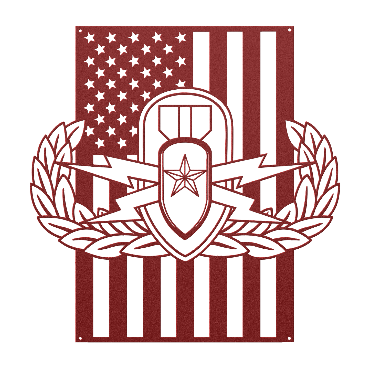 EOD Senior Badge | American Flag Tribute Wall Art - MAIKERU STUDIO