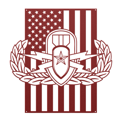 EOD Senior Badge | American Flag Tribute Wall Art - MAIKERU STUDIO