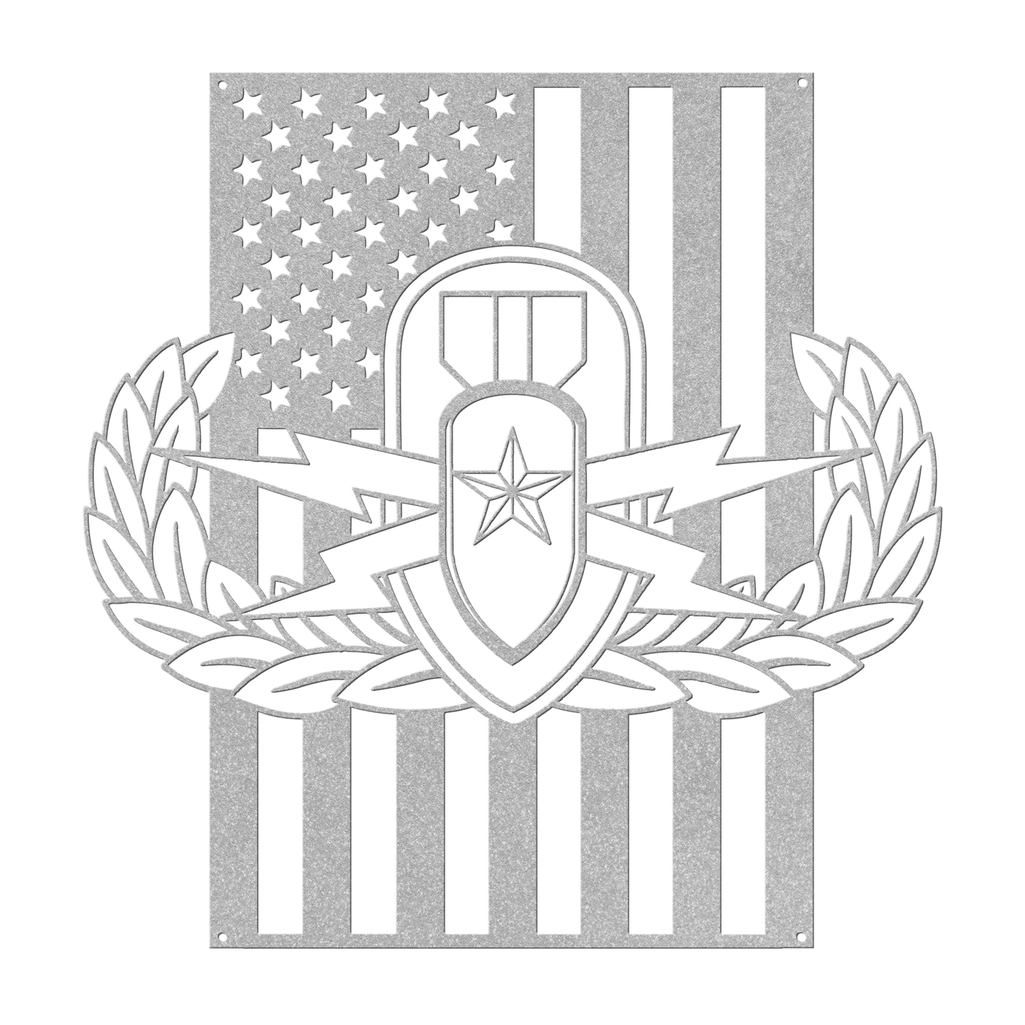 EOD Senior Badge | American Flag Tribute Wall Art - MAIKERU STUDIO