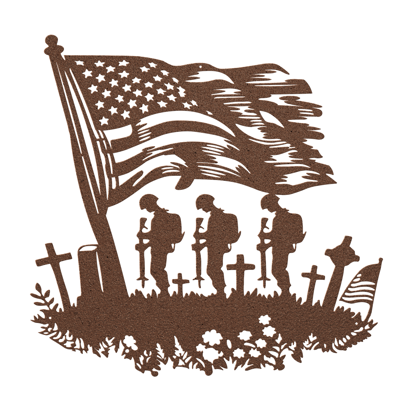 Fallen US Soldiers With American Flag Metal Wall Art - MAIKERU STUDIO