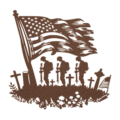 Fallen US Soldiers With American Flag Metal Wall Art - MAIKERU STUDIO