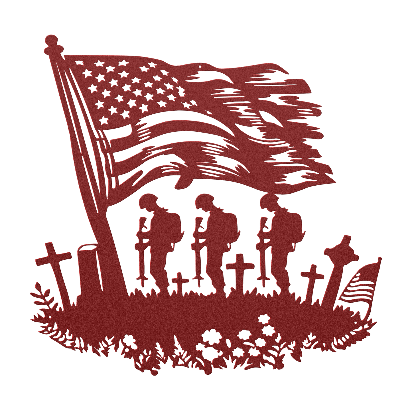 Fallen US Soldiers With American Flag Metal Wall Art - MAIKERU STUDIO
