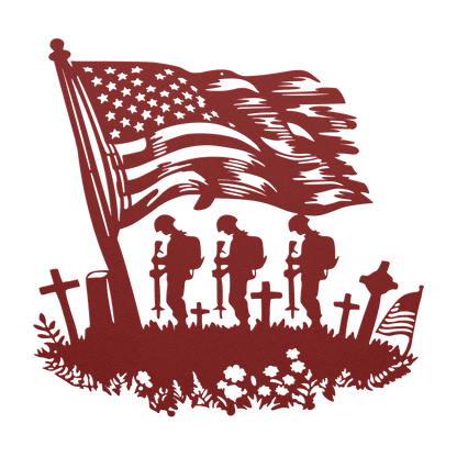 Fallen US Soldiers With American Flag Metal Wall Art - MAIKERU STUDIO