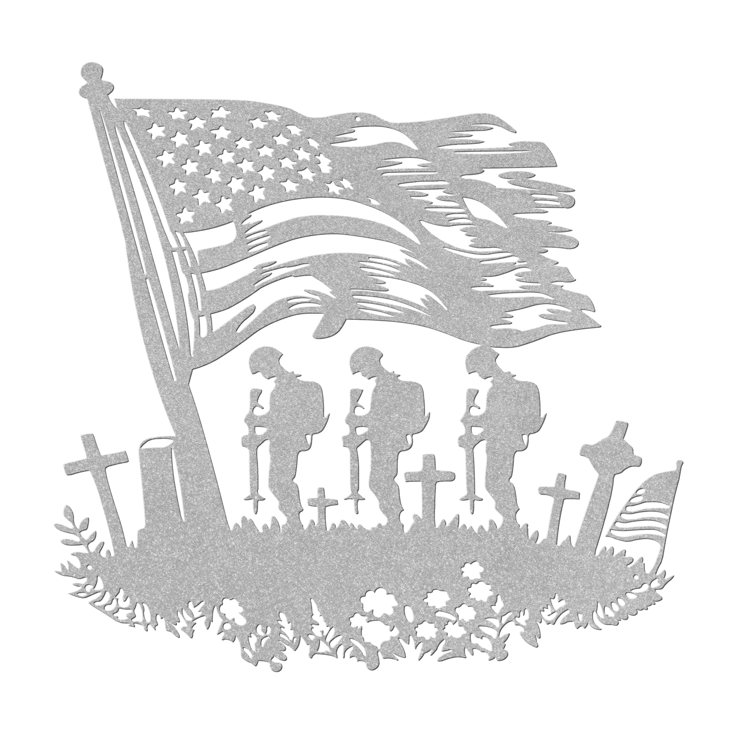 Fallen US Soldiers With American Flag Metal Wall Art - MAIKERU STUDIO