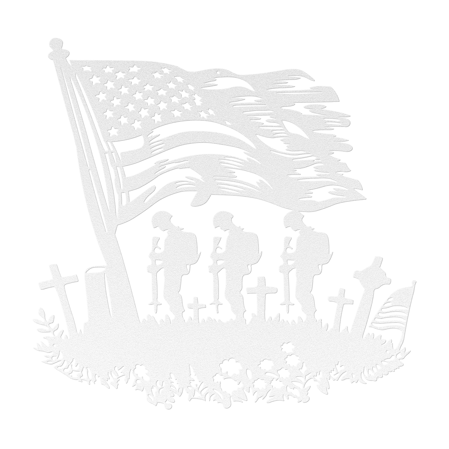Fallen US Soldiers With American Flag Metal Wall Art - MAIKERU STUDIO
