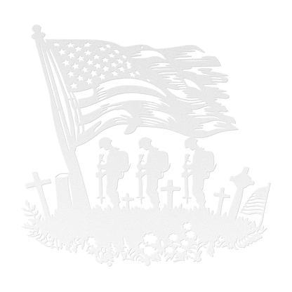 Fallen US Soldiers With American Flag Metal Wall Art - MAIKERU STUDIO