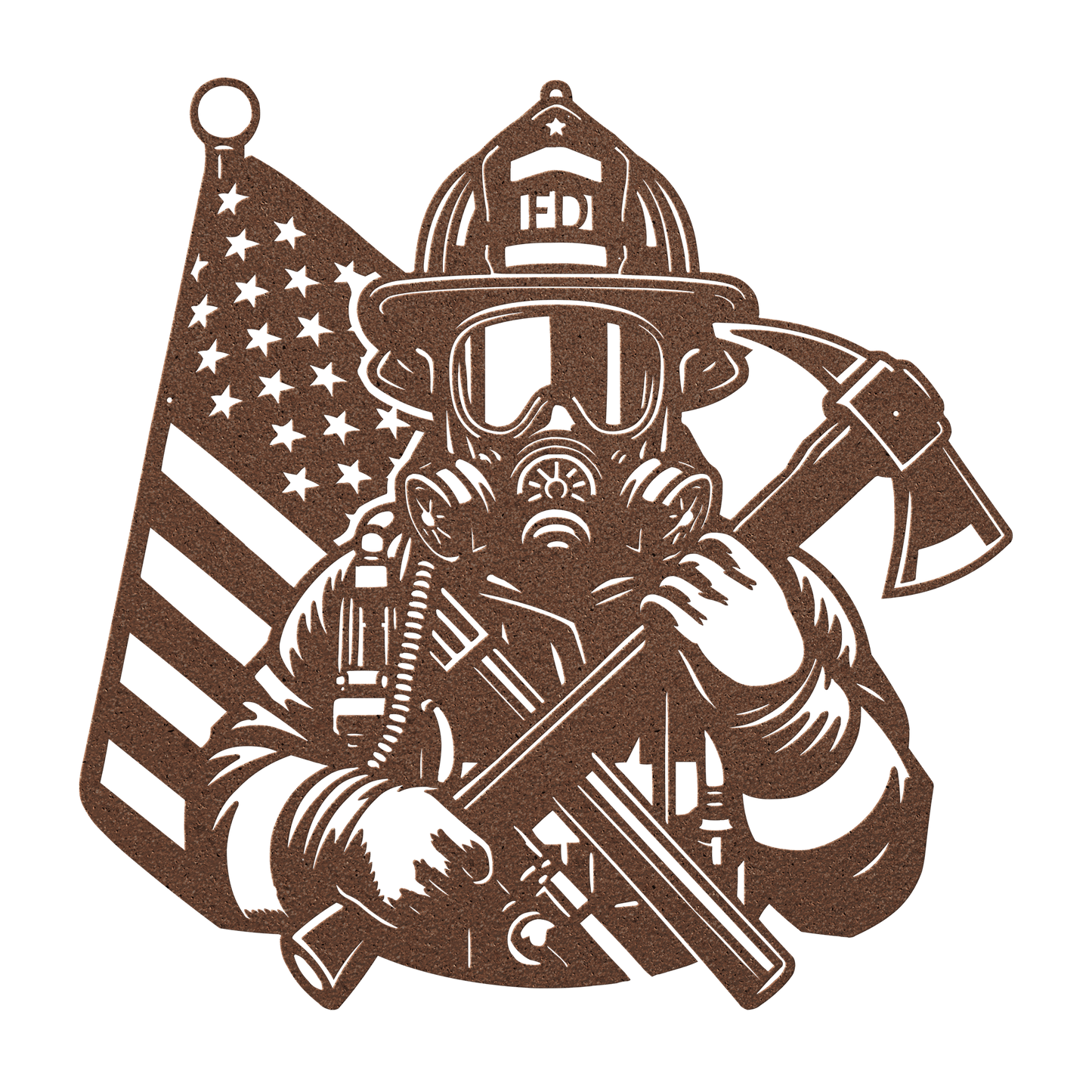 Firefighter Tribute Metal Wall Art | Courage, Brotherhood & The American Flag - MAIKERU STUDIO