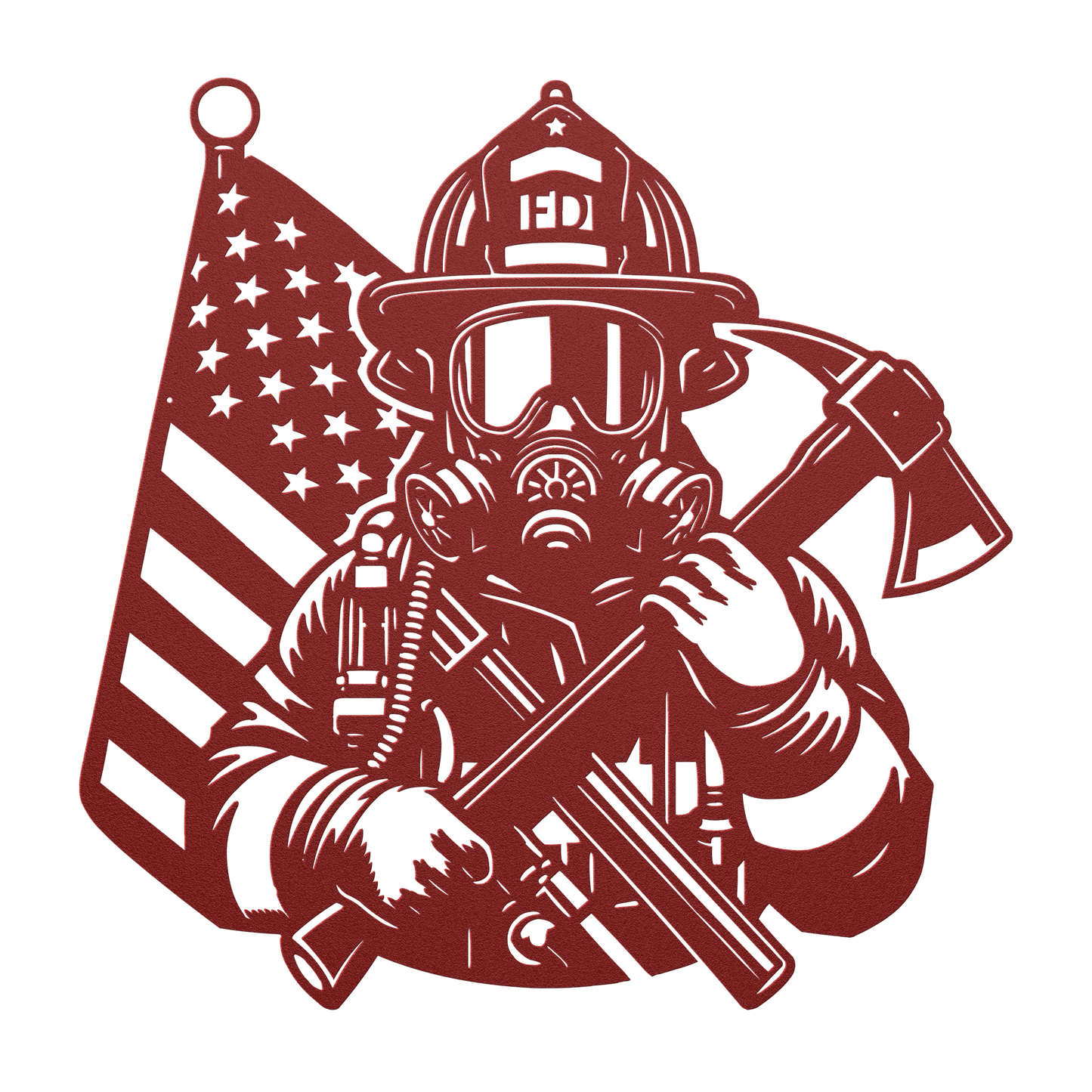 Firefighter Tribute Metal Wall Art | Courage, Brotherhood & The American Flag - MAIKERU STUDIO